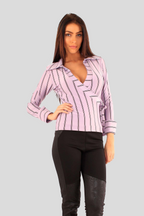 Classic Pinstripe Wrap Blouse
