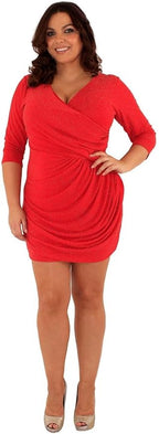 Ruched V-Neck Mini Dress