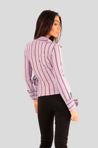 Classic Pinstripe Wrap Blouse