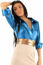 Two-Tone Satin Midi Dress