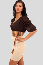 Contrast Blouson Dress