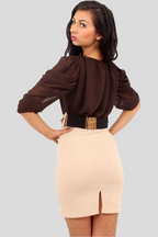 Contrast Blouson Dress