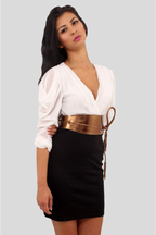 Contrast Blouson Dress