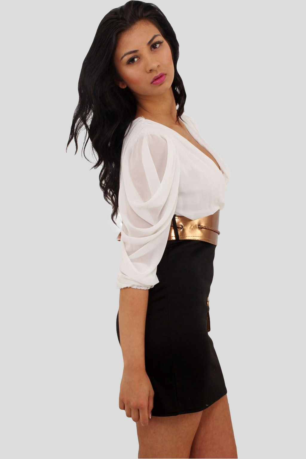 Contrast Blouson Dress