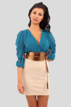 Contrast Blouson Dress