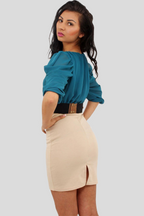 Contrast Blouson Dress