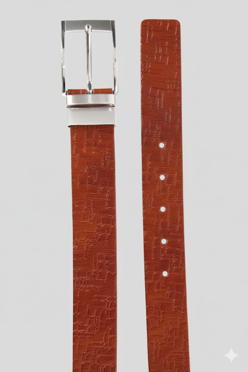 The "Philip" Men's Reversible Genuine Leather Belt in Black With Cognac