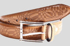 The "Craig" Geometric Embossed Leather Belt in Tan