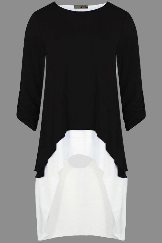 Layered high-low tunic top