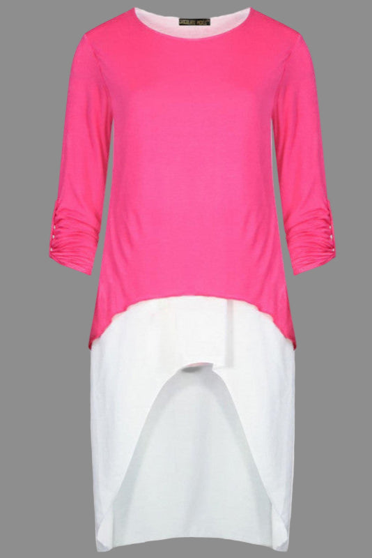 Layered high-low tunic top