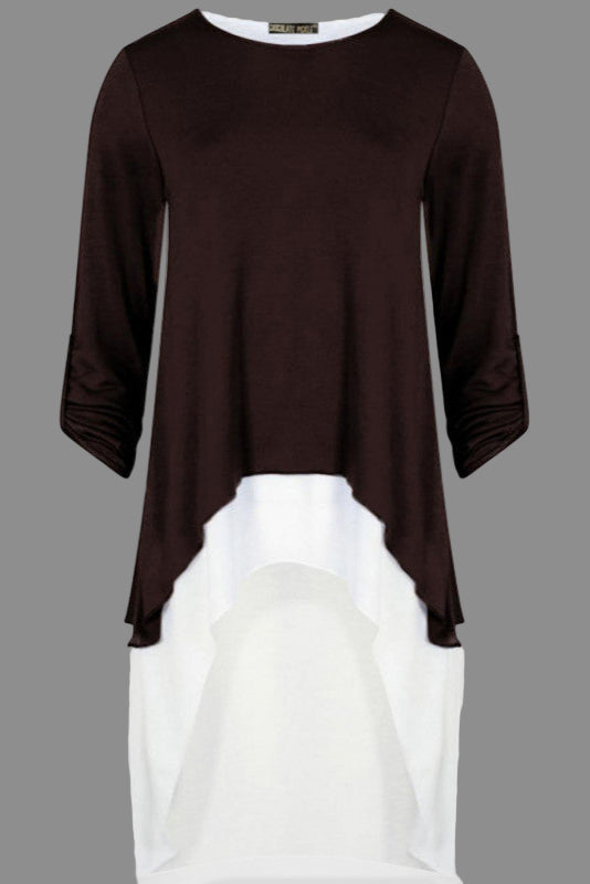 Layered high-low tunic top