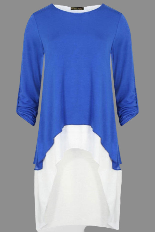 Layered high-low tunic top