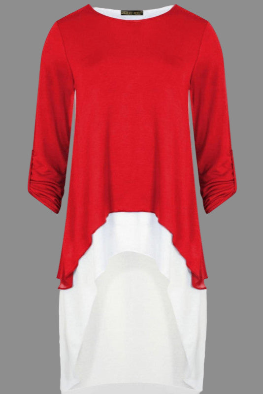 Layered high-low tunic top