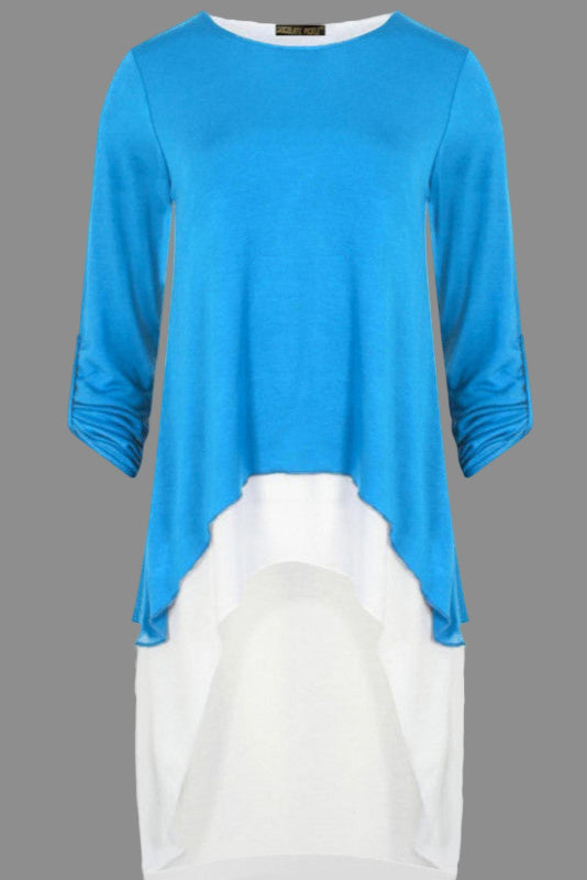 Layered high-low tunic top