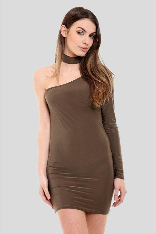 One-shoulder bodycon mini dress