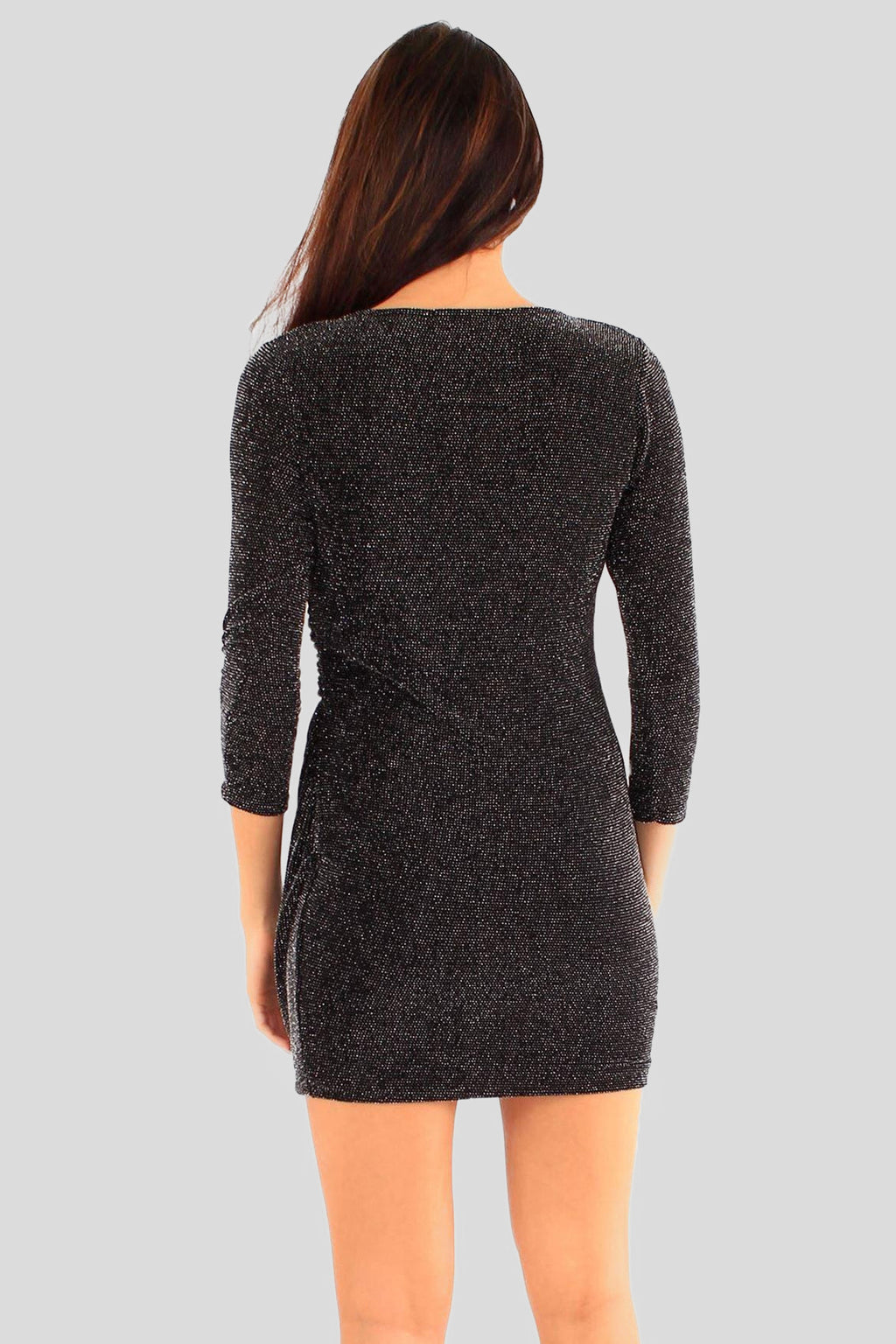 Ruched V-Neck Mini Dress