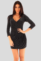 Ruched V-Neck Mini Dress