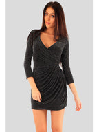 Ruched V-Neck Mini Dress