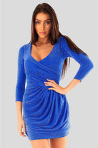 Ruched V-Neck Mini Dress