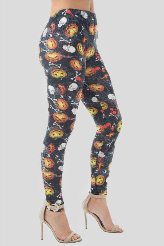 Spooky Web & Pumpkin Patch Leggings