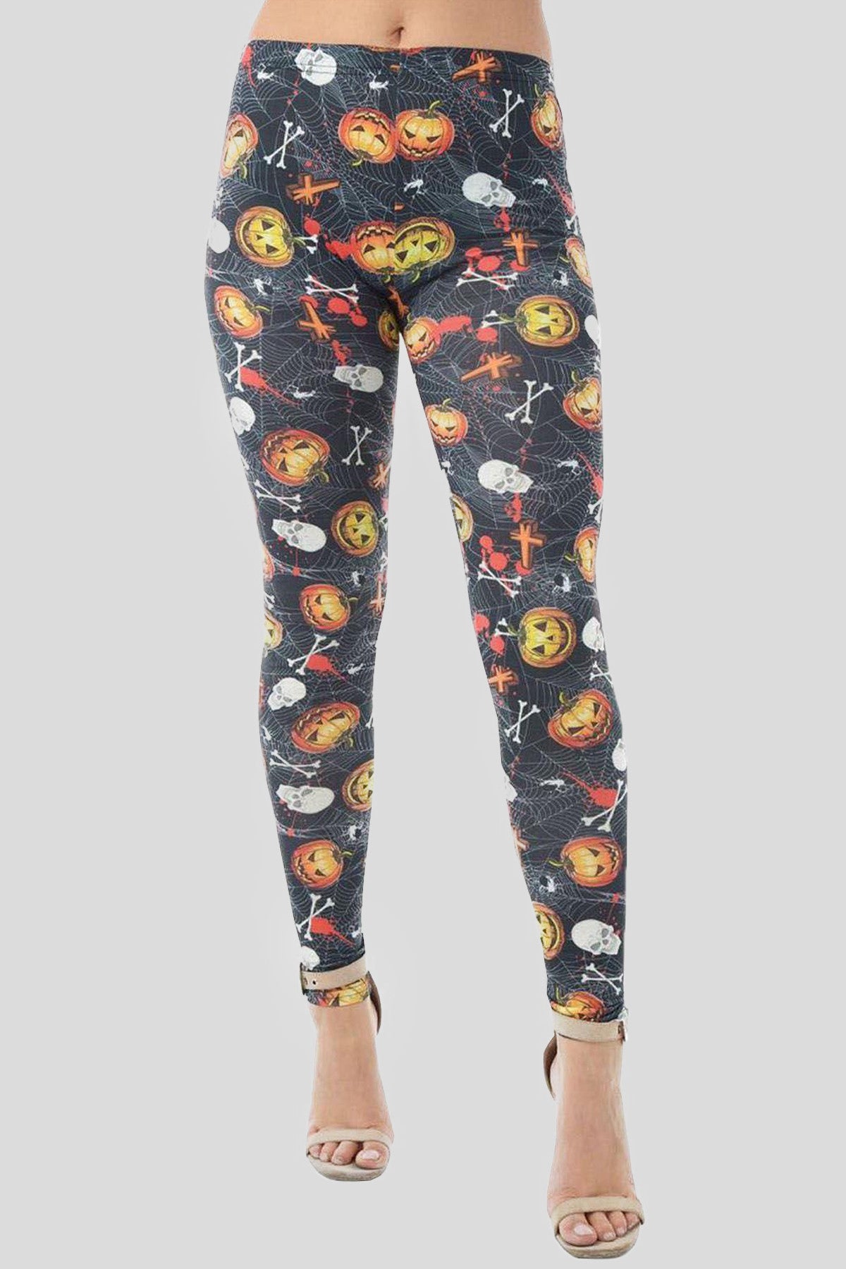 Spooky Web & Pumpkin Patch Leggings