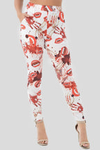 Dracula Red Lips Print leggings