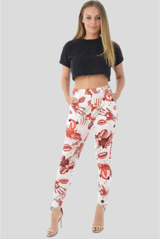 Dracula Red Lips Print leggings