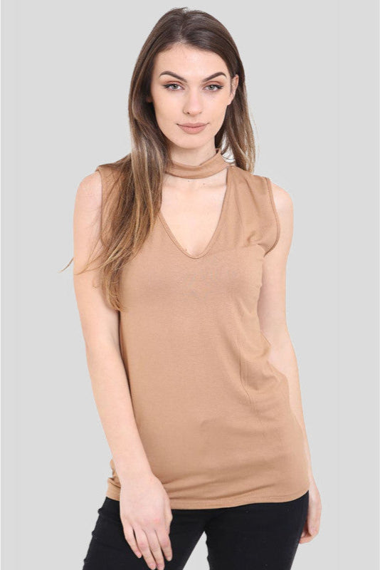 Choker V-Neck Top