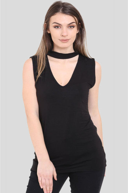 Choker V-Neck Top