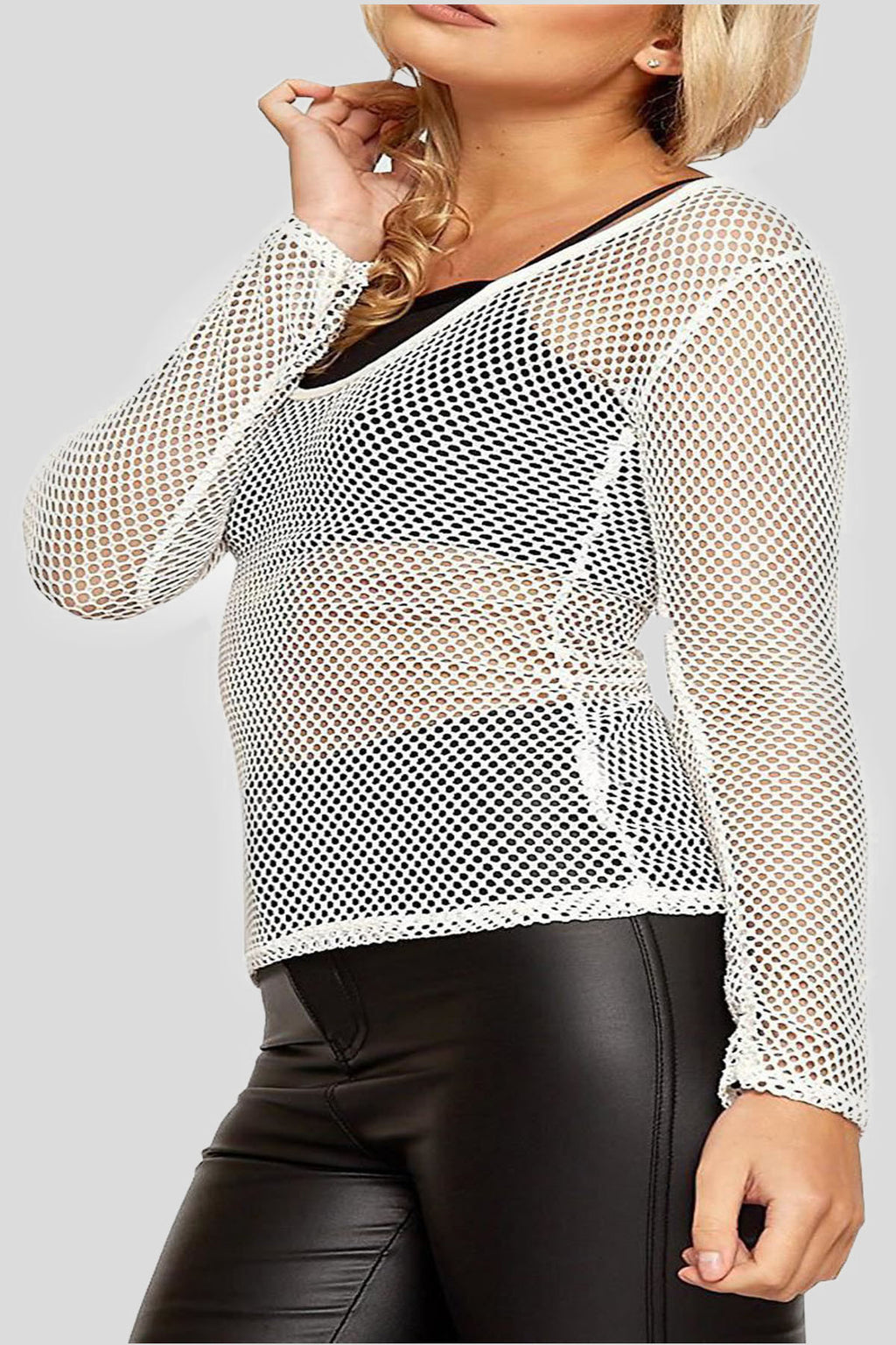 Long-Sleeve Fishnet Top