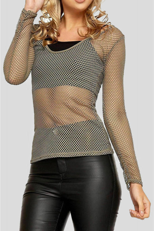 Long-Sleeve Fishnet Top