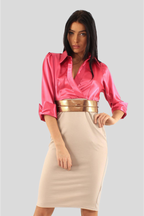 Two-Tone Satin Midi Dress