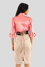 Two-Tone Satin Midi Dress